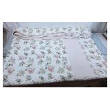 Pretty Floral & Pink Stripe Quilt 86"x80"
