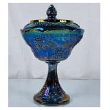 Vintage Carnival Glass "Grape & Cable" Covered