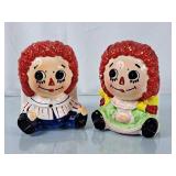 Vintage Raggedy Ann & Andy Planters - One Crack