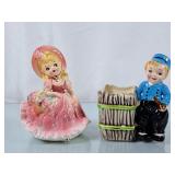 Vintage Ceramic Planters - Dutch Boy & Flower