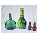 Vintage Glass Bottle w/Four Coloured Liquid,