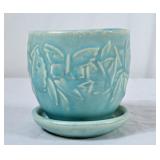 Lovely Little Vintage Turquoise Flower Pot -