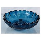 Beautiful Blue Glass Footed Bowl