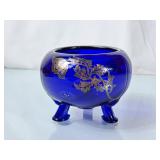 Beautiful Cobalt Blue Glass Rose Bowl - 4"H