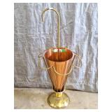 Brass & copper umbrella stand. 35" h