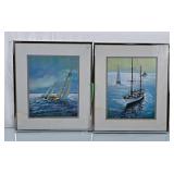 Beautiful Framed Sailboat Prints - 12"Wx15"H