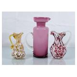 End of Day Amber & Cranberry Glass Pitchers &