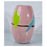Fun & Colourful Painted Bird on a Wire Vase -