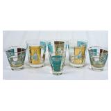 Vintage Libbey Southern Comfort Turquoise & Gold