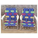Pair of vintage aluminum beach chairs.