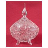 Vintage Crystal Four Footed Covered Dish