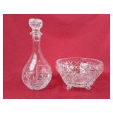 Lovely Footed Crystal Bowl & Decanter