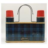 Hard to Find Blue Plaid Car-Snac Thermos Set -