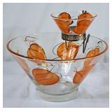 Vintage Anchor Hocking Handpainted Orange Leaf