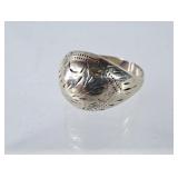 Vintage 925 Silver Etched Dome Ring