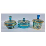 Gorgeous Blue Glass w/Gold Accents Crystal