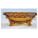 Gorgeous Vintage Amber Glass Footed Bowl
