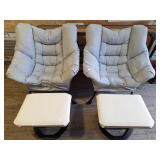Outdoor patio chairs and foot stools