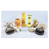 Assortment of Vases & Covered Trinket Dishes