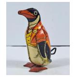 Vintage J. Chein Tin Litho Wind Up Penguin 4'H -