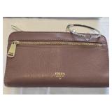 Fossil Cognac Leather Wallet & Fossil Key Bracelet