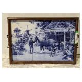 Vintage Dutch Blue ceramic tile tray