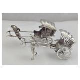 Miniature (2) Antique Silver tone Rickshaw