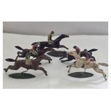 (5) Miniature antique Cast Metal Race Horses