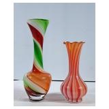 Swirled Glass Vase & Striped Glass Vase - Tallest