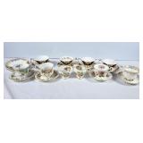Assortment of Tea Cups, Cream & Sugar Set &