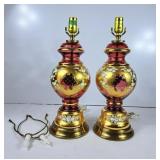 Stunning Pair of Murano Style Cranberry Glass