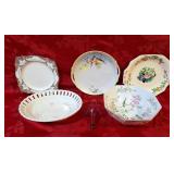 Saji fruit bowl, crown ducal plate, nippon bird