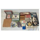 Assortment of board games, card games,