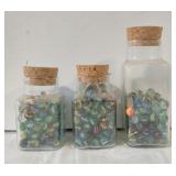 3, jars of assortment of marbles