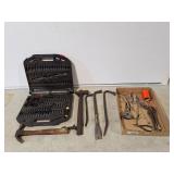Oil wrench, hammer, pry bars, bit set, etc