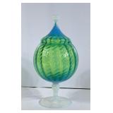 Vintage Green & Blue Circus Tent Apothecary Jar -