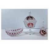 Ruby Red Hofbauer Byrdes Crystal Bell, Vintage