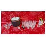 Bar Ware lot! Ice bucket, glasses, shot glasses,