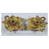 Wyatt Art Pottery Maple Leaf Candle Holders-