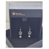 Queen Victoria Crown Drop Pearl Earrings by