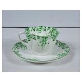 Beautiful Shelley "Dainty Green" Tea Cup & Saucer