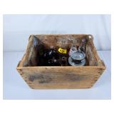 Vintage Wood Crates & Pop & Amber Glass Bottles