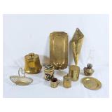 Brass lot! Wall sconce, oil lamp, canisters,