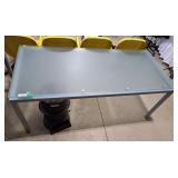 Frosted Glass Top Table w/Metal Frame -