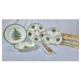 Spode Christmas Tree Serving Bowl, Plates &