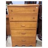 Mid century high-chest 5 drawer dresser