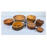Collection of Wood Bowls, Trinket Box & Cast
