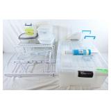 Storage bins, cupboard organizers, etc