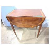 Vintage Baker Pembroke drop lea table brass wheels