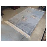 Chinese hand woven art deco silk rug - 4'x6'